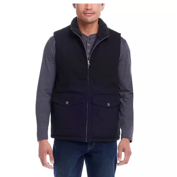 WP WEATHERPROOF Men's Workwear Vest Size Small Black Full Zip Quilted Sherpa - Picture 8 of 8